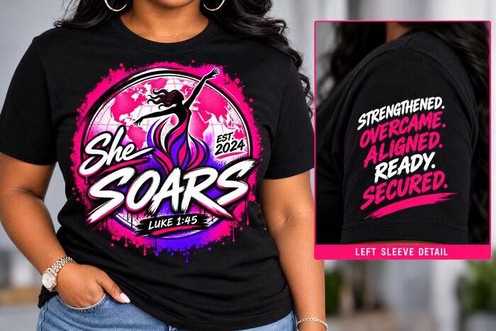 She SOARS Official logo tee on black