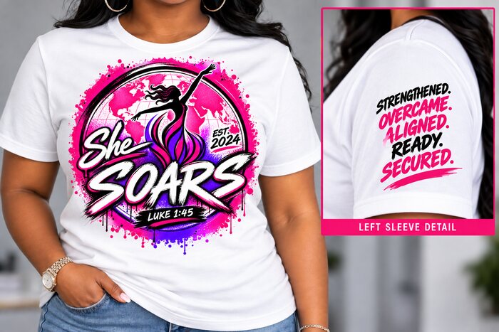 She SOARS Official logo tee on white