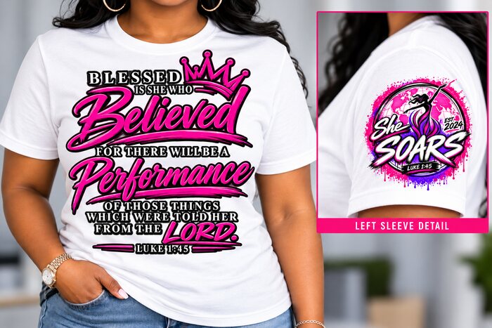 Pink Crown Edition tee on white
